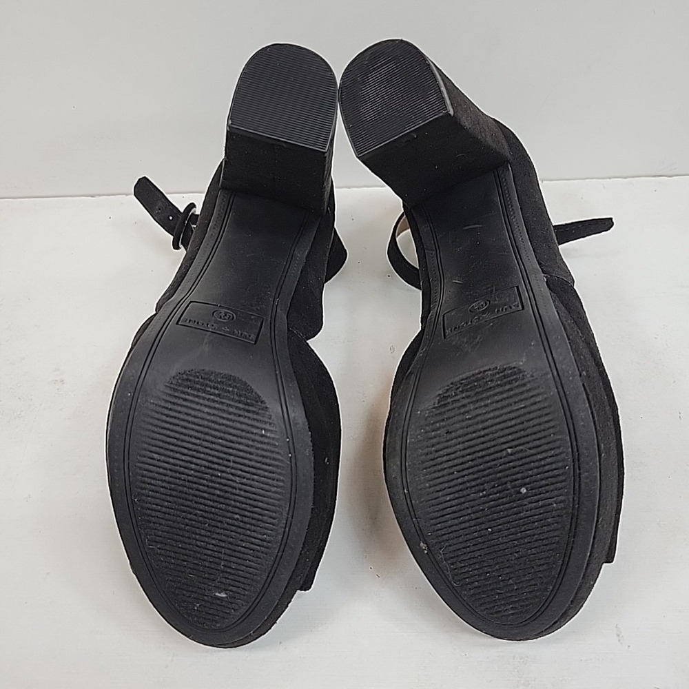 Sun + Stone Black Peep Toe Platform Heels Womens Size 6.5 Block Heel Super Cute - Picture 7 of 8